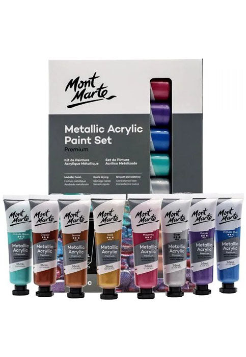 طقم الوان اكرليك لماع - مونت مارت MONT MARTE METALLIC ACRYLIC PAINT SET 8COLX36ML