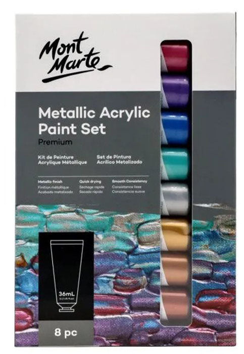 طقم الوان اكرليك لماع - مونت مارت MONT MARTE METALLIC ACRYLIC PAINT SET 8COLX36ML