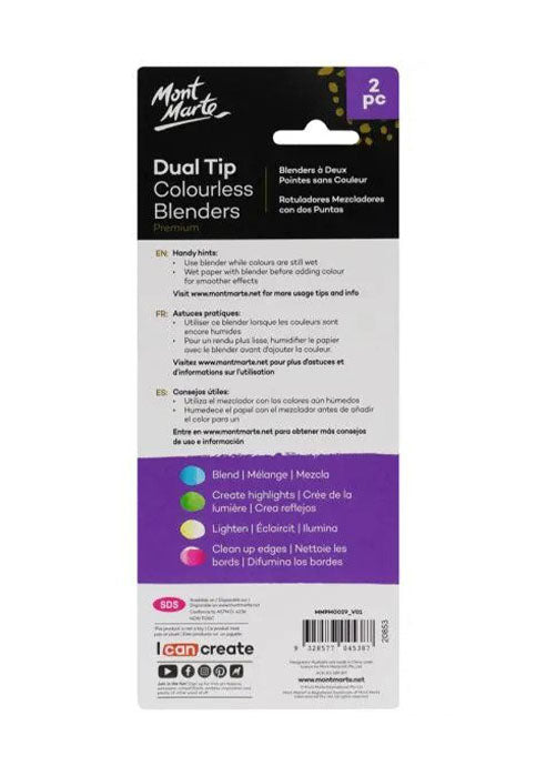 MONT MARTE PREMIUM DUAL TIP COLOURLESS BLENDERS 2PCS BLISTER