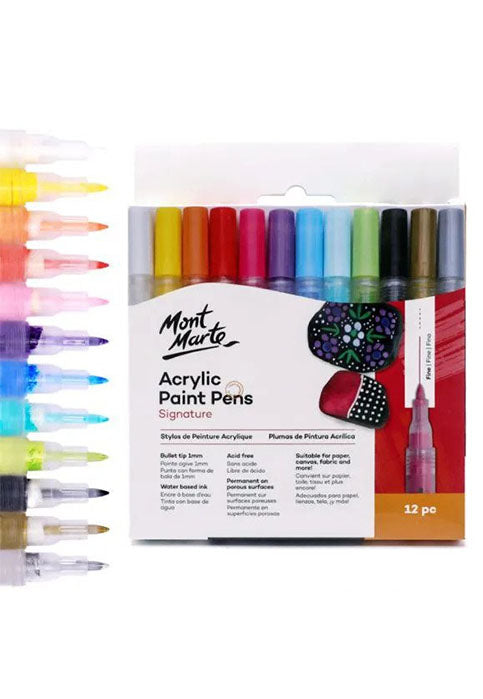 MONT MARTE SIGNATURE ACRYLIC PAINT PENS 12PCS/PACK (FINE TIP)