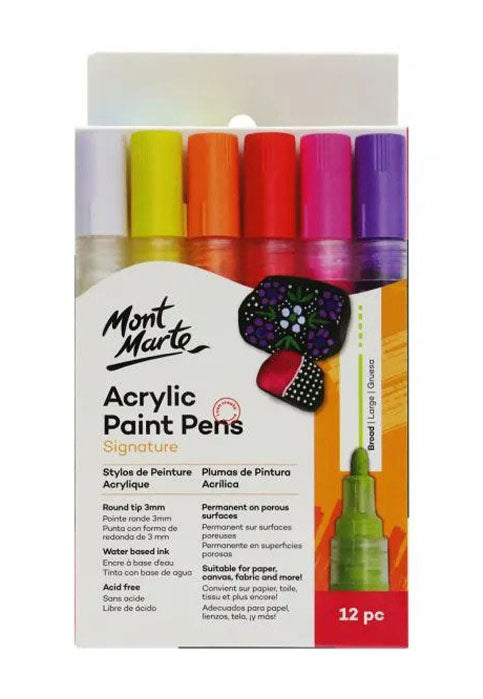 MONT MARTE SIGNATURE ACRYILC PAINT PENS 12PCS/PACK (BROAD TIP)