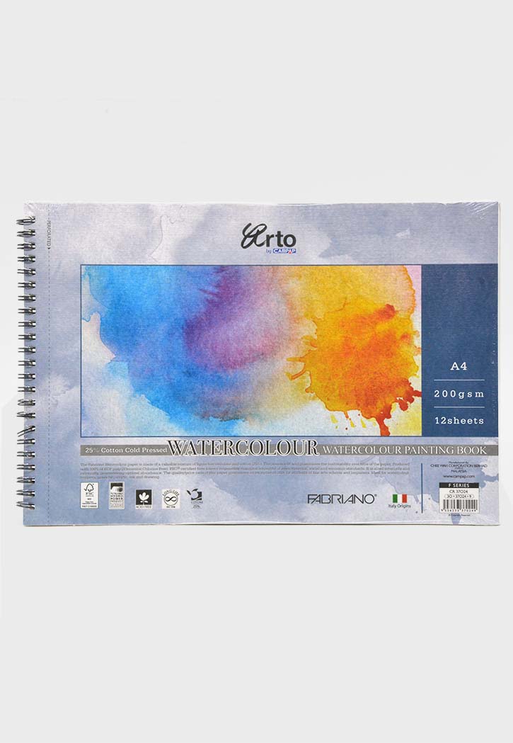 Arto - Spiral Watercolor Painting Book A4 Cotton Cold Pressed 200GSM