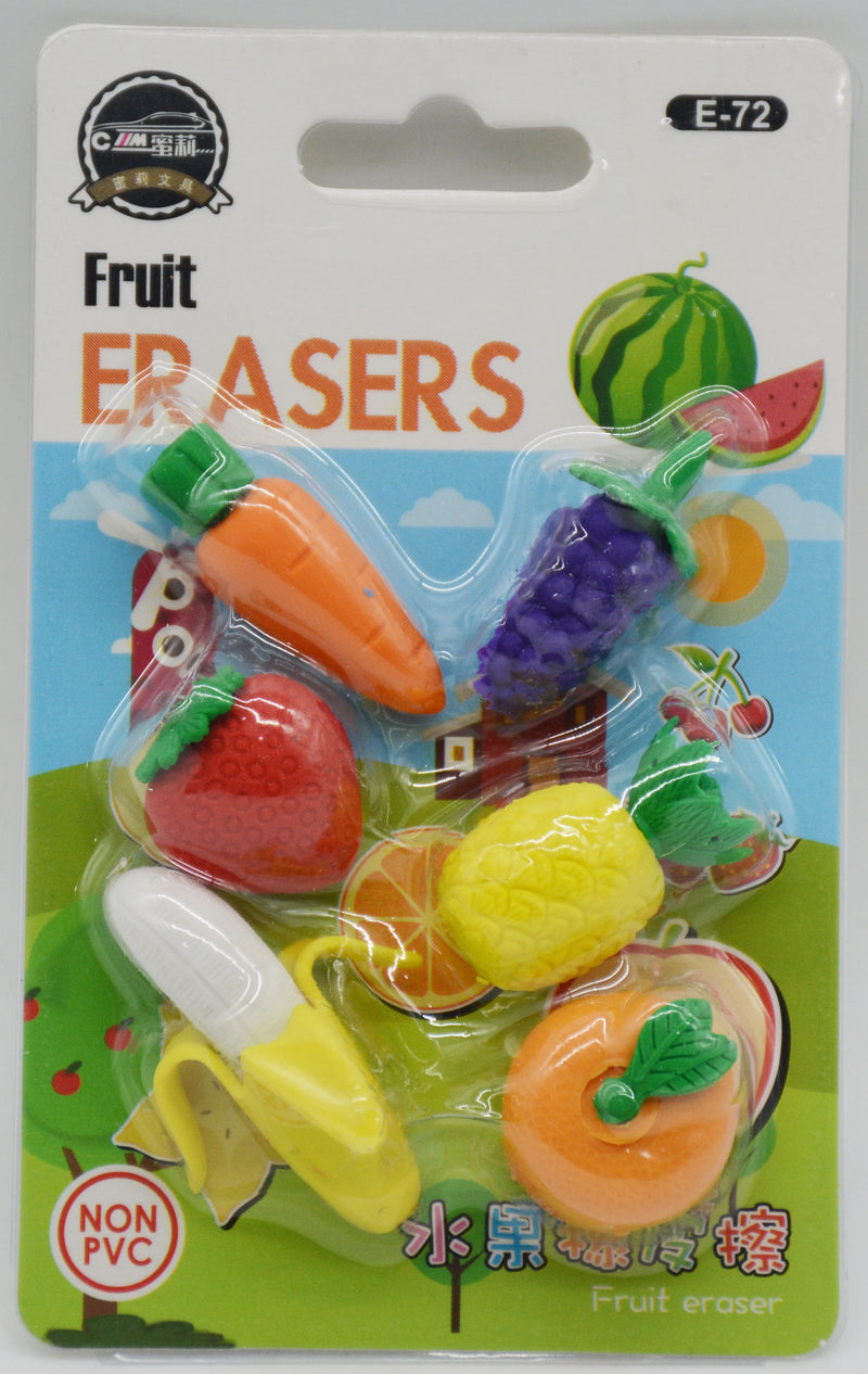 FRUIT ERASER 5PCS BLISTER