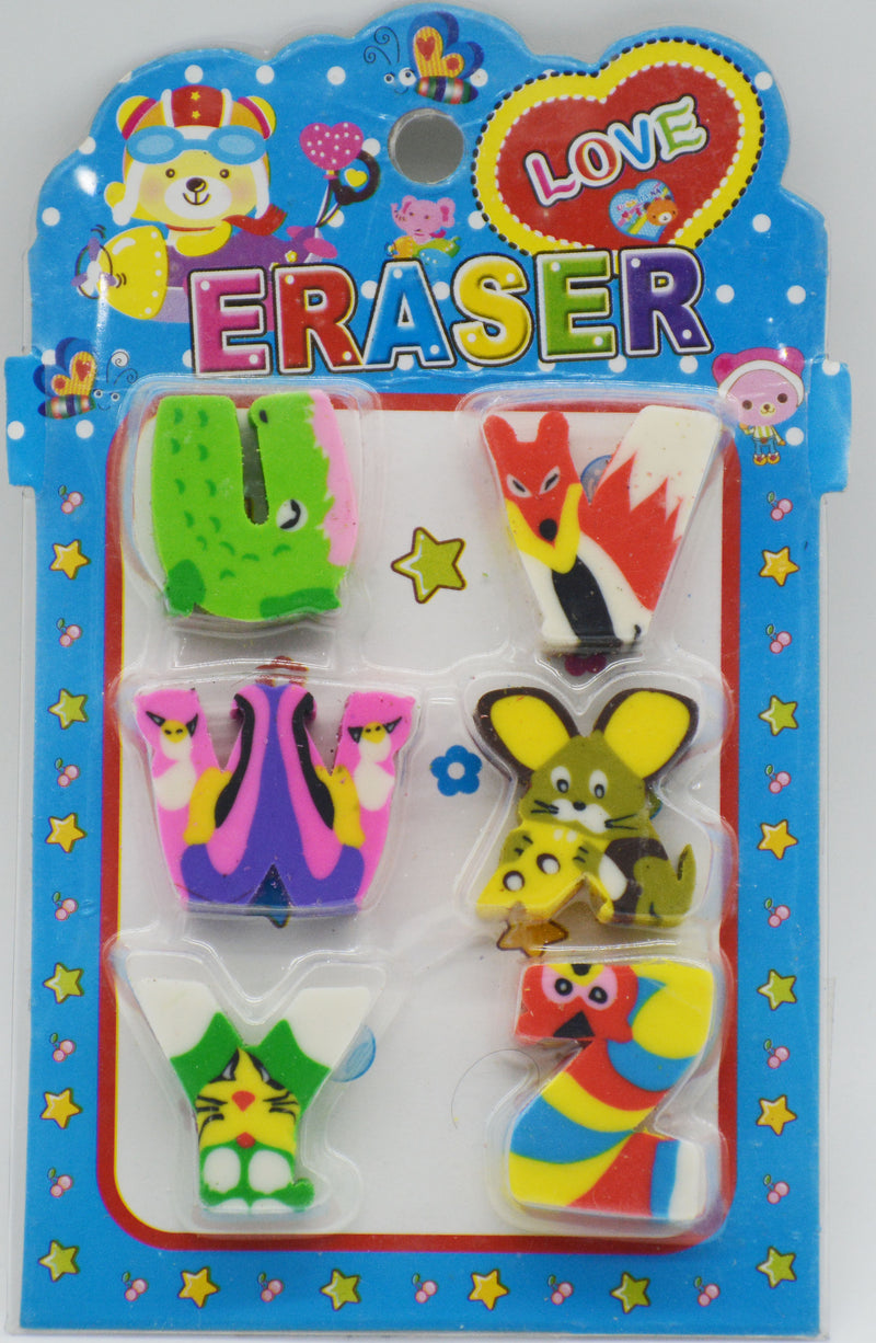 طقم ممحاة - حروف ERASER 6PCS ASSTD DESIGN BLISTER