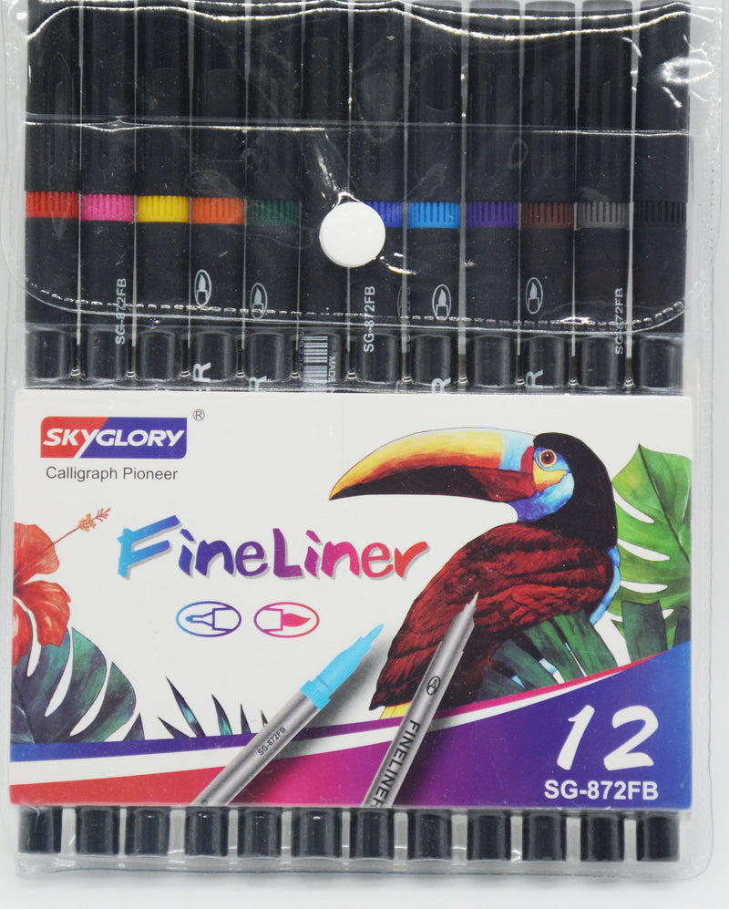 طقم الوان فلوماستر * SKYGLORY PREMIUM FINELINER W/BRUSH PEN 12PCS/PKT