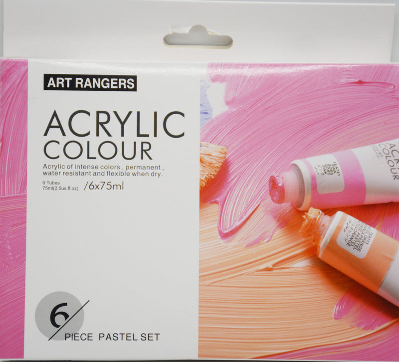 ART RANGER ACRYLIC COLOUR 6PIECE SET 6X75ML-PASTEL COLOR