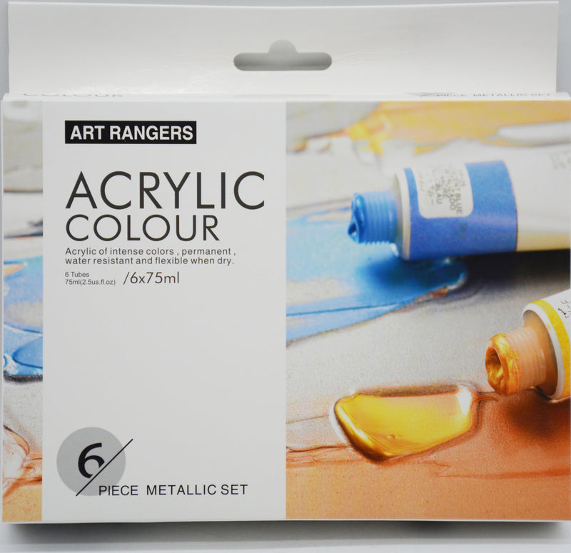 ART RANGER ACRYLIC COLOUR 6PIECE SET 6X75ML-METALLIC COLOR