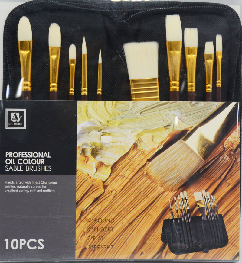 ART NATION PROFESSIONAL OIL COLOUR SABLE SERIES 10PCS PACK