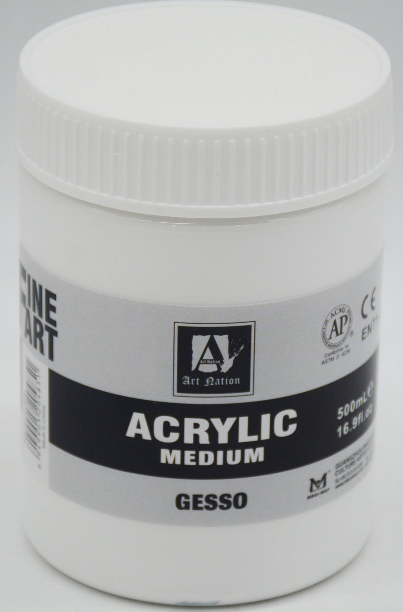 ART NATION ACRYLIC MEDIUM GESSO PAINT 500ML-WHITE صبغ اساس اكرلك - علبة بلاستيكية