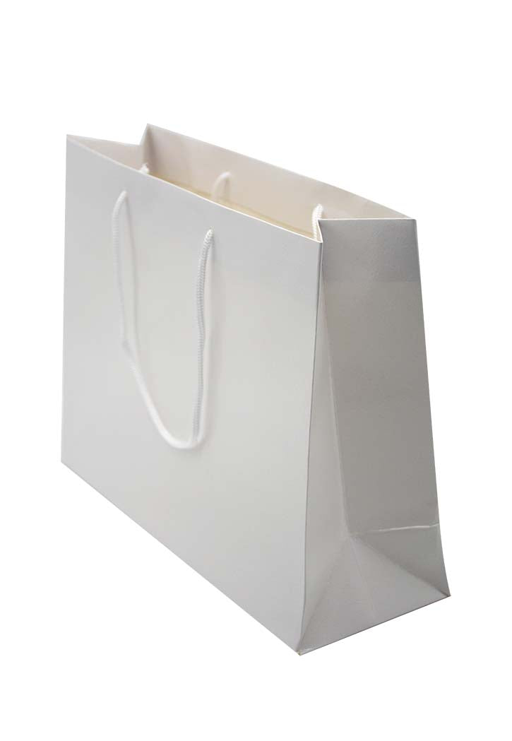 White Horizontal Plain Paper Gift Bag 27X36X12CM