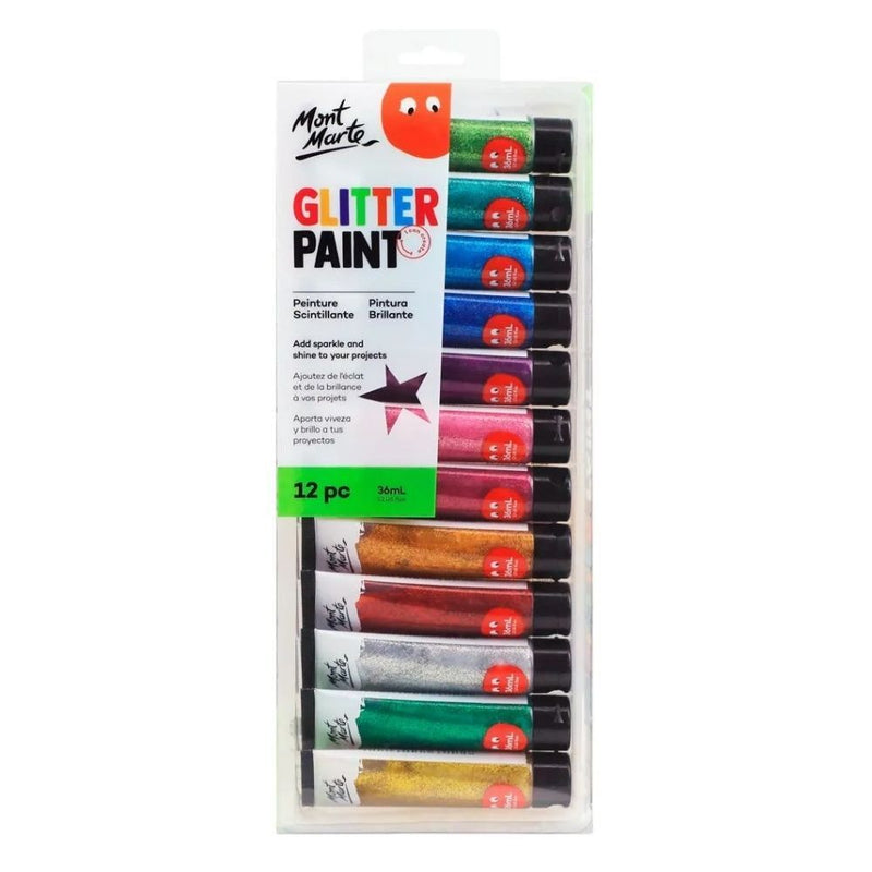 MONT MARTE GLITTER PAINT 12PCSX36ML