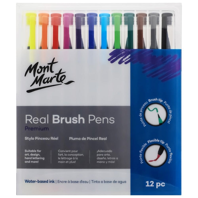 MONT MARTE PREMIUM REAL BRUSH PENS 12PCS PKT