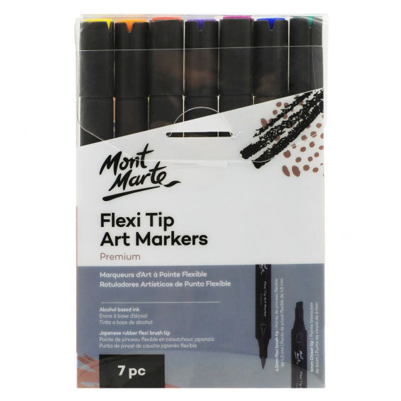 MONT MARTE PREMIUM FLEXI TIP ART MARKERS 7PCS PKT