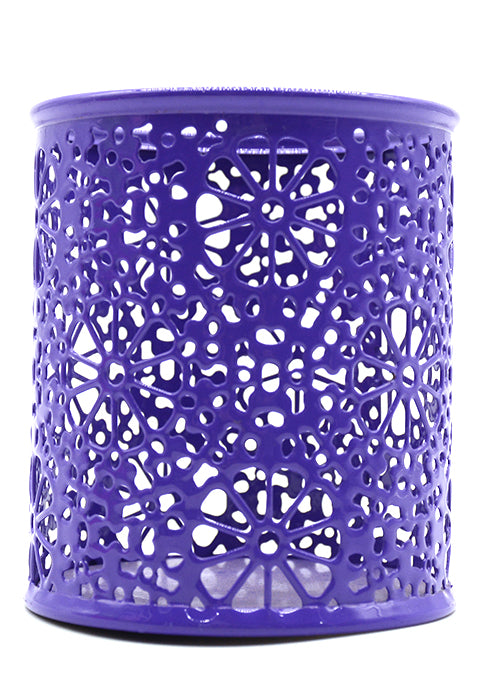 حاملة اقلام معدنية موردة  حاملة اقلام معدنية موردة -  METAL ROUND PEN HOLDER FLOWER DESIGN