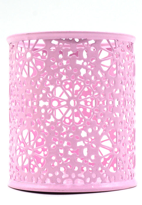 حاملة اقلام معدنية موردة  حاملة اقلام معدنية موردة -  METAL ROUND PEN HOLDER FLOWER DESIGN