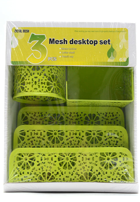 METAL MESH DESKTOP 3PCS SET-GREEN