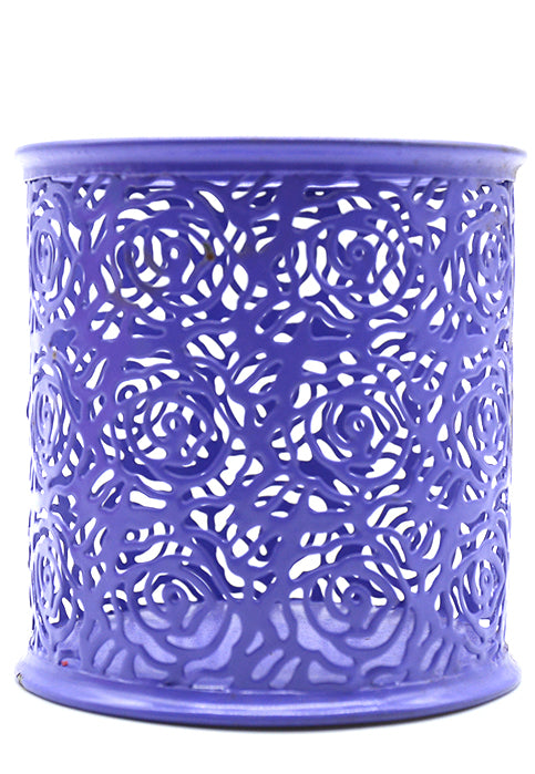 حاملة اقلام معدنية موردة   METAL ROUND PEN HOLDER FLOWER DESIGN
