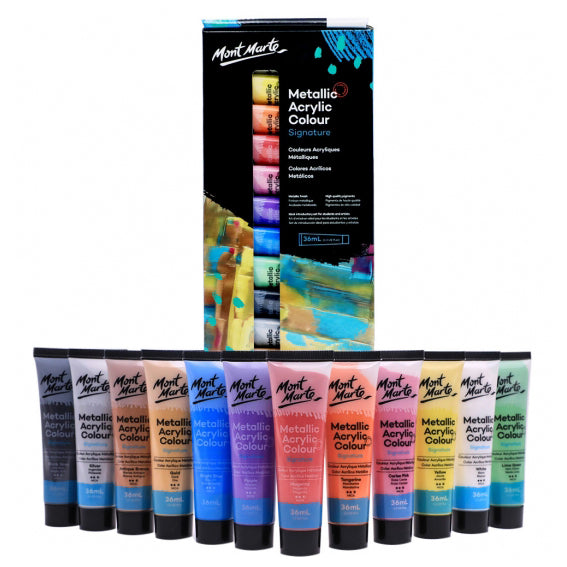 MONT MARTE SIGNATURE METALLIC ACRYLIC COLOUR 12PCSX36ML