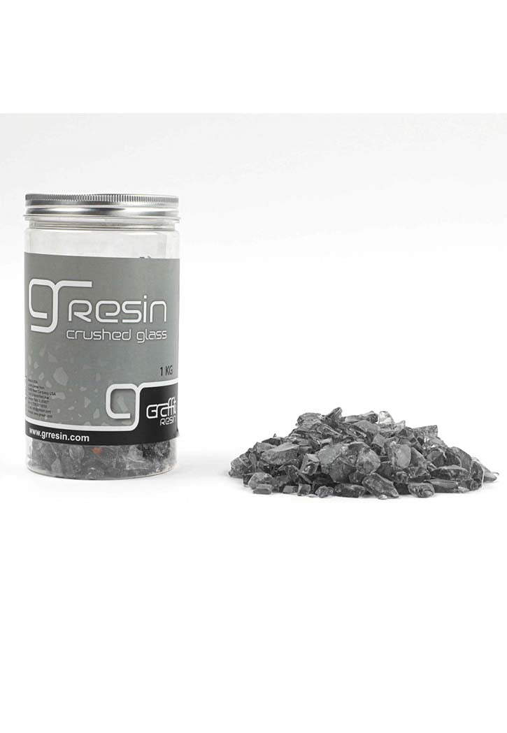 Resin Crushed Black Rough Colored Glass 1KG