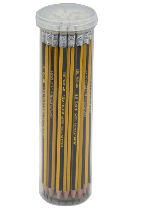HB PENCIL W/ERASER 36PCS IN PVC RND BOX