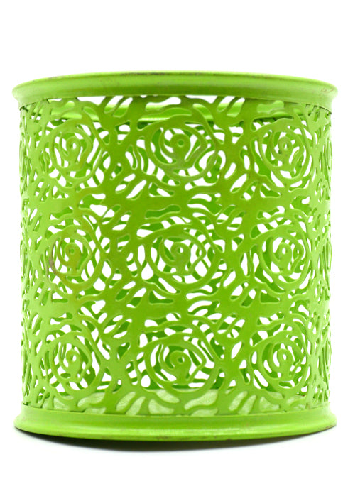 حاملة اقلام معدنية موردة   METAL ROUND PEN HOLDER FLOWER DESIGN