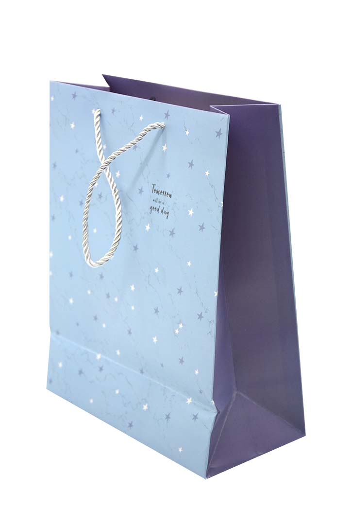 Blue Paper Gift Bag Star Design 33X25.5X12.5CM