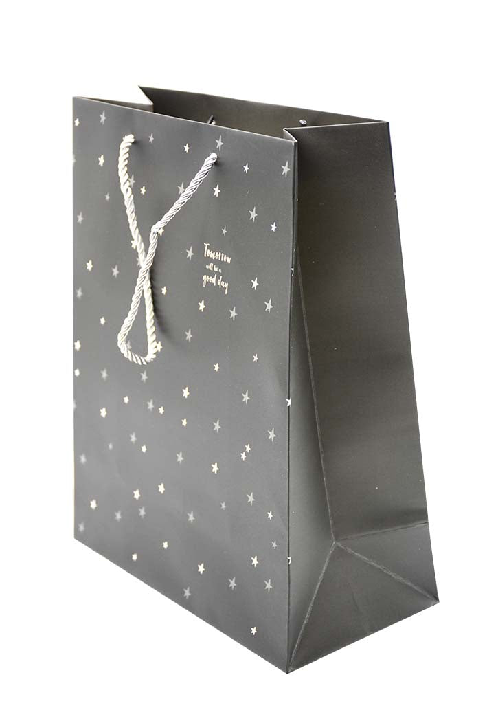 Black Paper Gift Bag Star Design 33X25.5X12.5CM