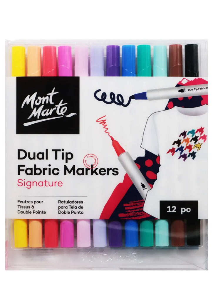 MONT MARTE SIGNATURE DUAL TIP FABRIC MARKERS 12PCS PKT