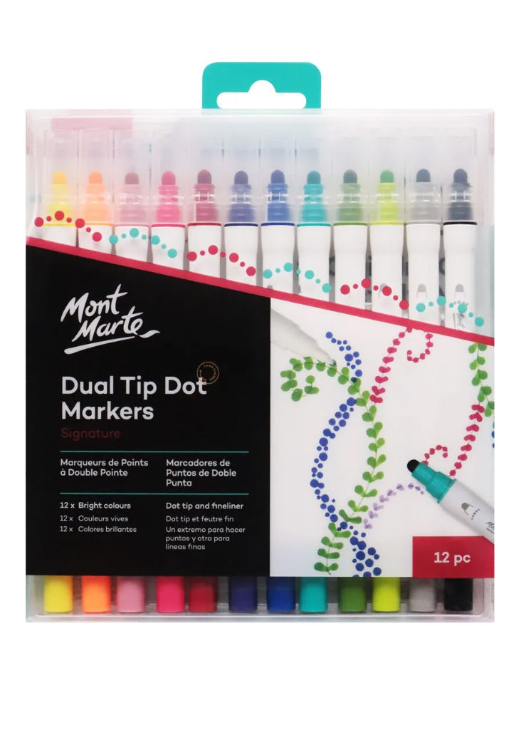 MONT MARTE SIGNATURE DUAL TIP DOT MARKERS 12PCS PKT