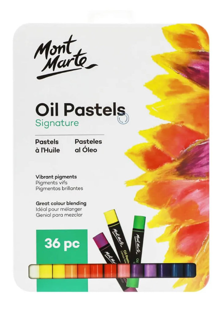 MONT MARTE SIGNATURE OIL PASTELS 36PCS IN RECTANGLE TIN