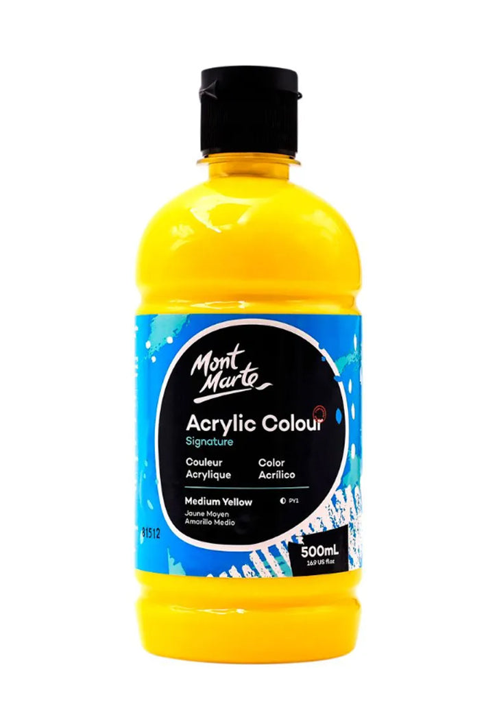 MONT MARTE ACRYLIC COLOUR 500ML-MEDIUM YELLOW