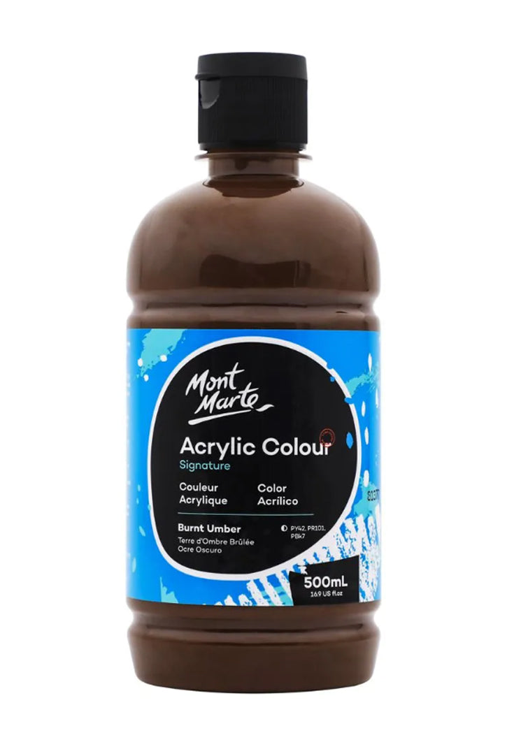 MONT MARTE ACRYLIC COLOUR 500ML-BURNT UMBER