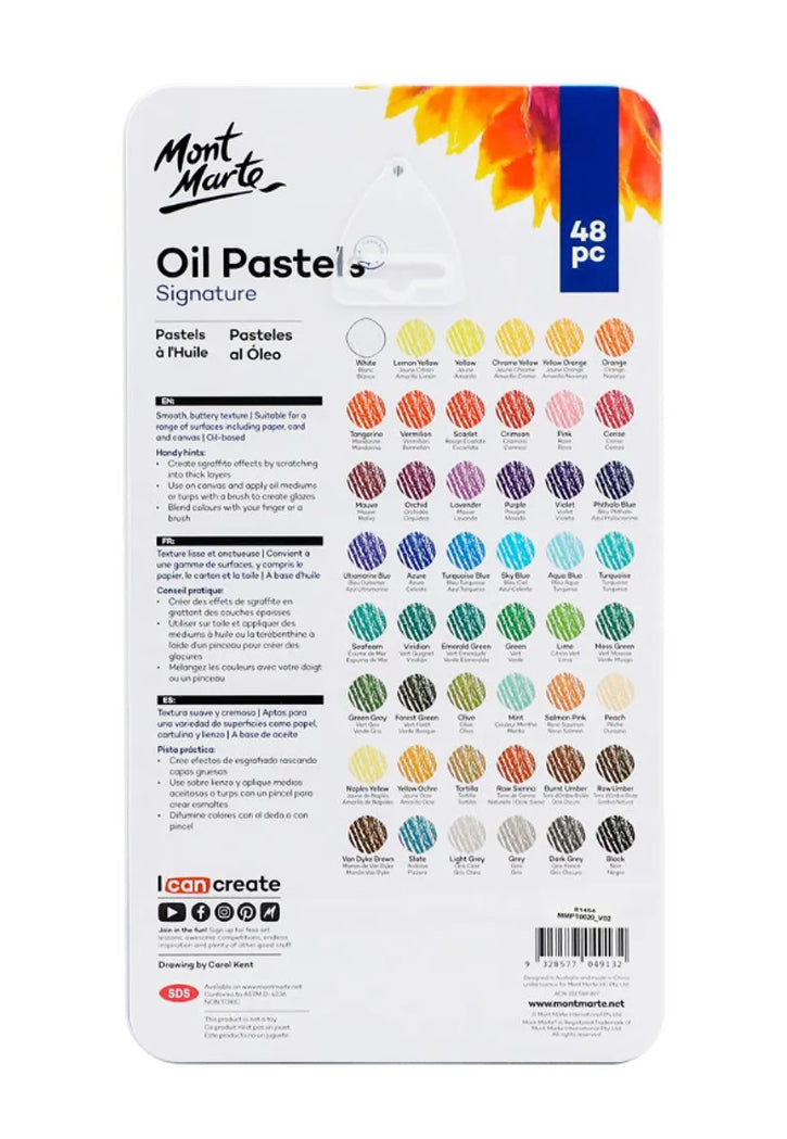 MONT MARTE SIGNATURE OIL PASTELS 48PCS IN RECTANGLE TIN