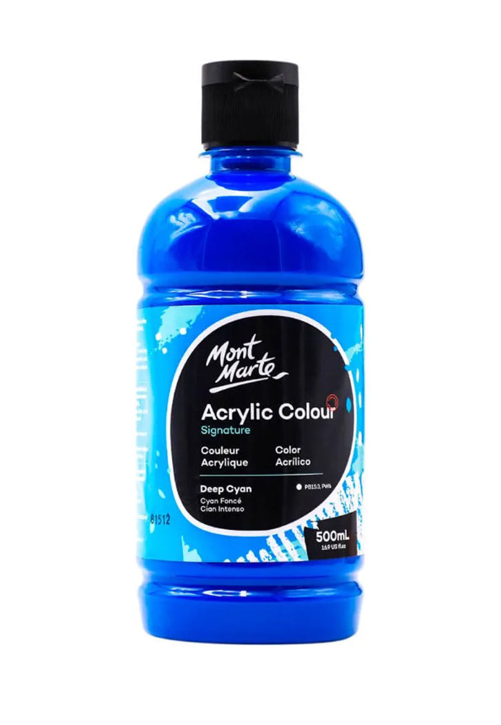 MONT MARTE ACRYLIC COLOUR 500ML-DEEP CYAN