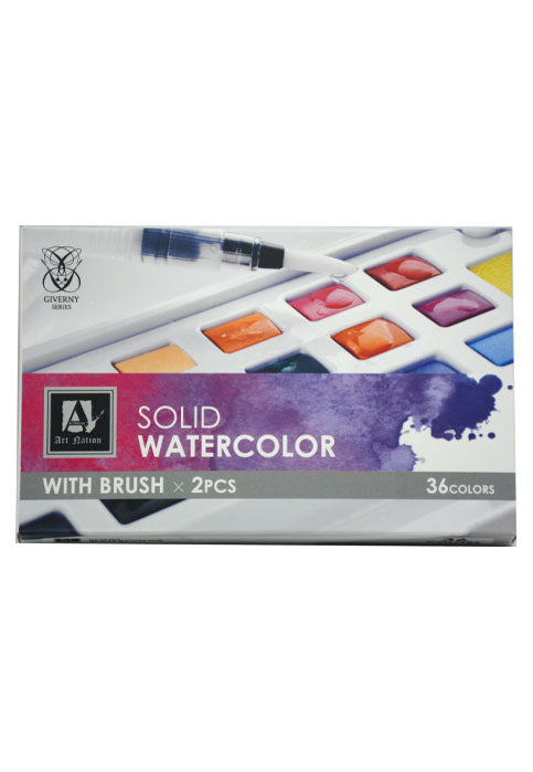 ART NATION SOLID WATERCOLOR 36COLORS WITH 2 BRUSH