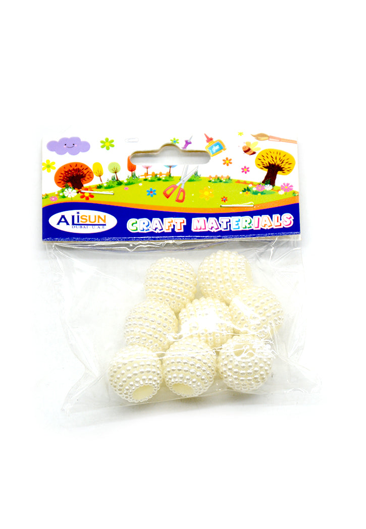 ALISUN CRAFT MATERIALS ROUND PLASTIC BEADS WHITE COLOR