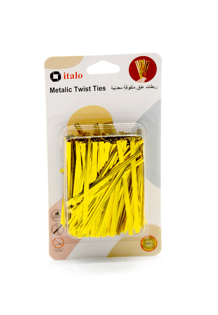 ITALO METALLIC TWIST TIES 500PCS 8CM GOLD