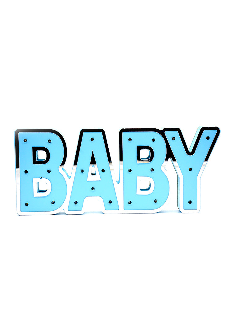 WOODEN "BABY" SIGN BOARD W/LIGHT 35x15x2.6CM BLUE