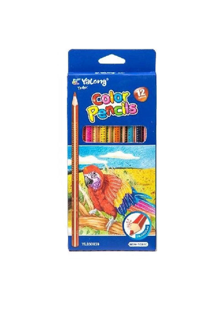طقم اقلام رصاص خشبية ملونة مثلثة 12 لون