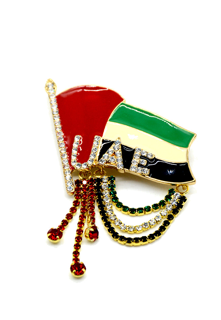 BADGE PIN FLAG W/STONE UAE