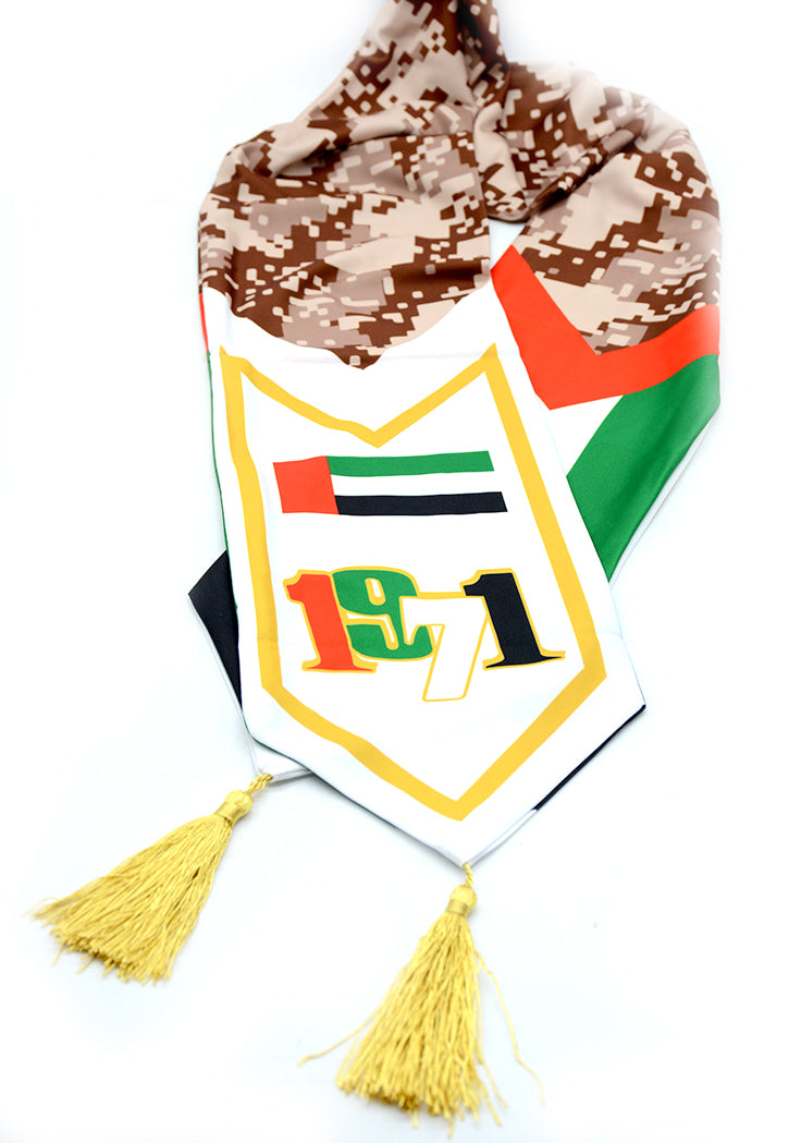 UAE NATIONAL DAY COTTON SCARF W/1971+UAE FLAG