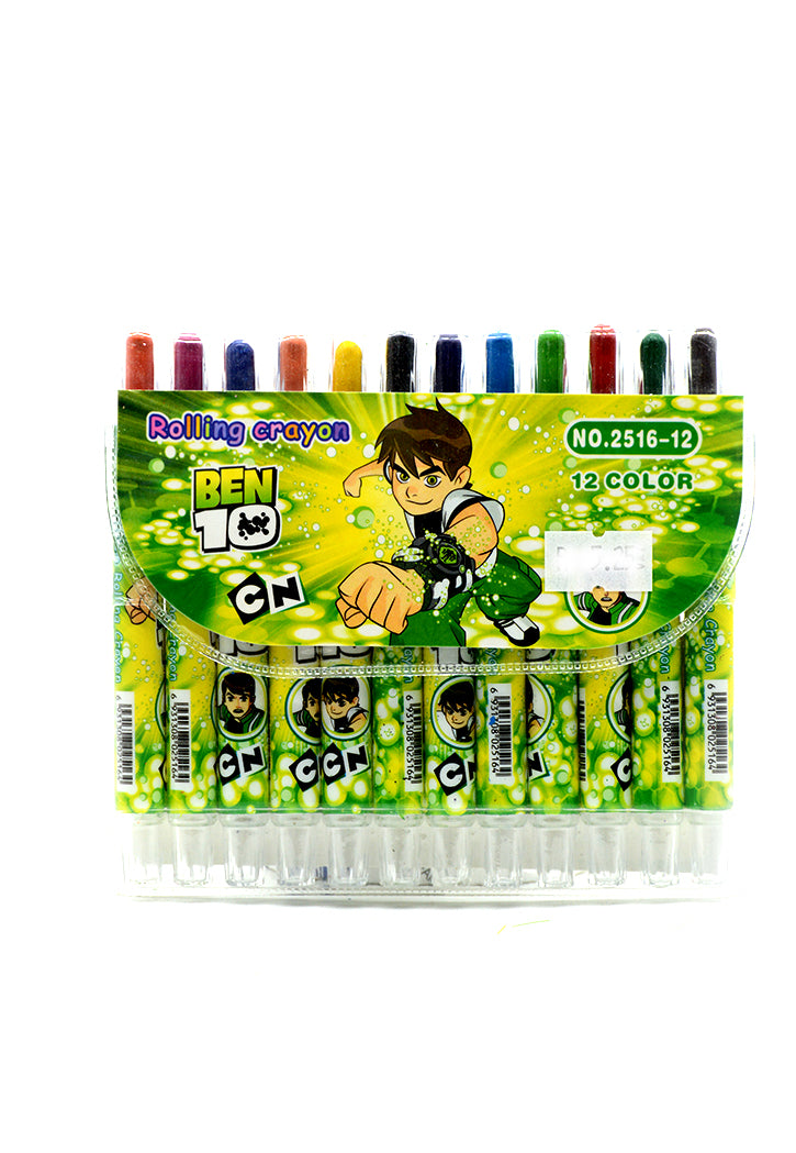 BEN10 ROLLING CRAYON 12COLORS MINI-2516