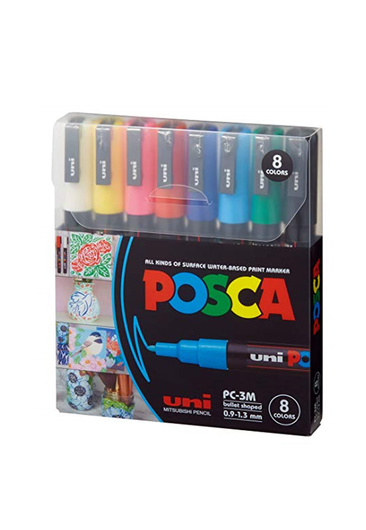 UNI POSCA  WATER BASED PAINT MARKER 0.9-1.3MM 8COLORS PACK