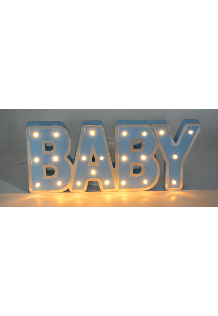 WOODEN "BABY" SIGN BOARD W/LIGHT 35x15x2.6CM BLUE