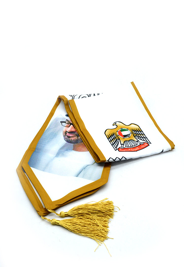 NATIONAL DAY COTTON SCARF W/FALCON PRINT+UAE FLAG
