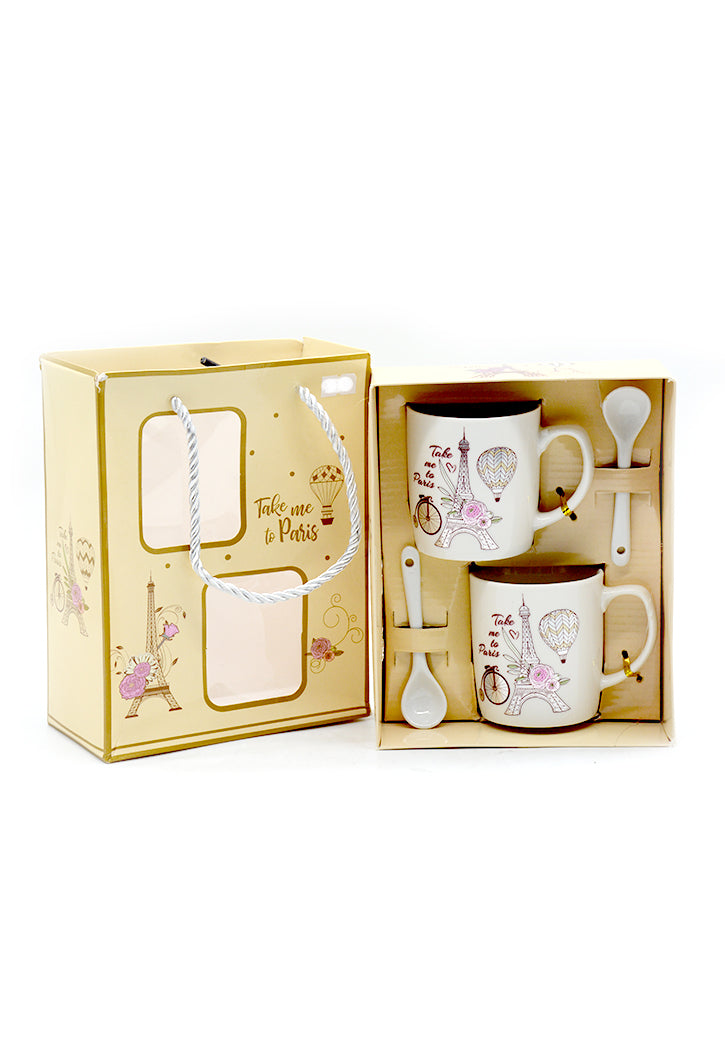 CERAMIC MUG 2PCS W/ 2 SPOON 23068