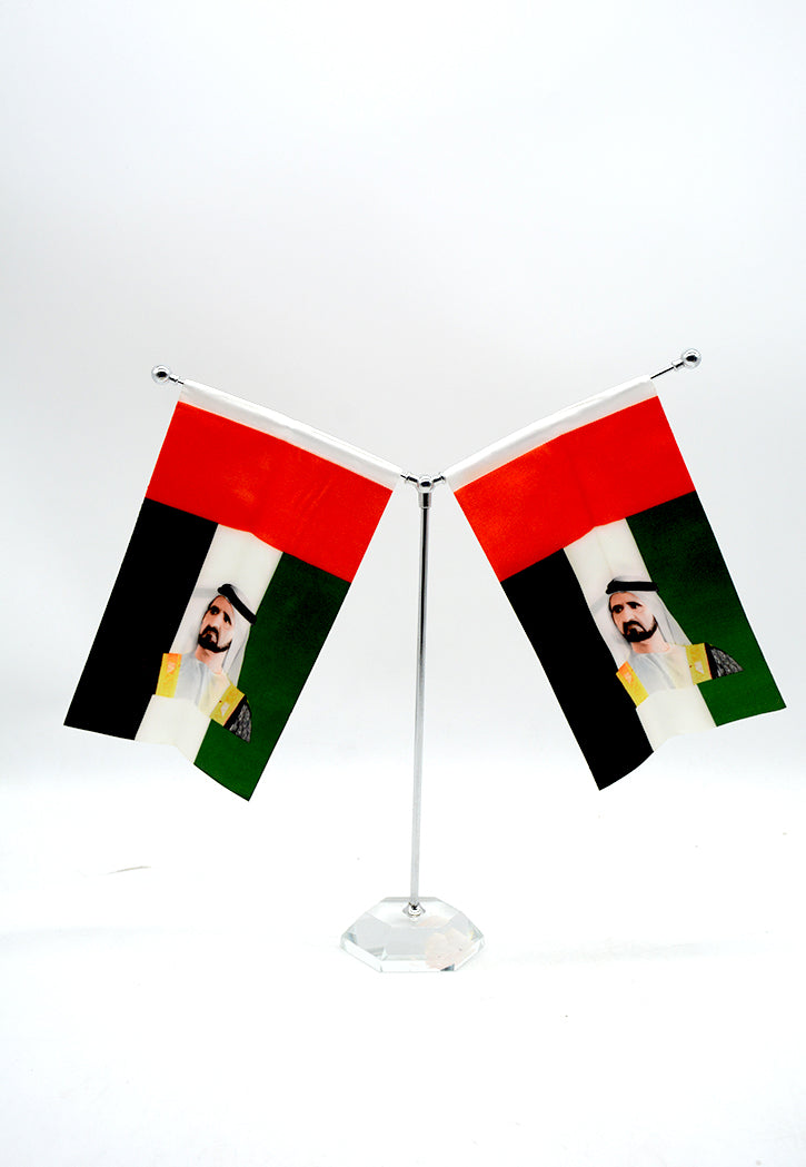 METAL TABLE STAND W/ 2UAE FLAG