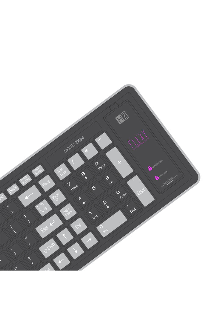 كيبورد لوحة مفاتيح مطاطي من السيلكون HZ FLEXY SILICONE KEYBOARD ZK04
