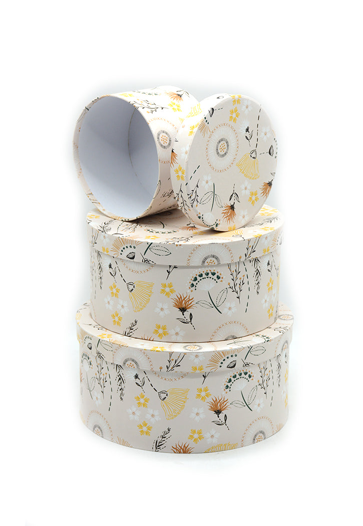 ROUND PAPER GIFT BOX FLOWER DESIGN ASSTD-7