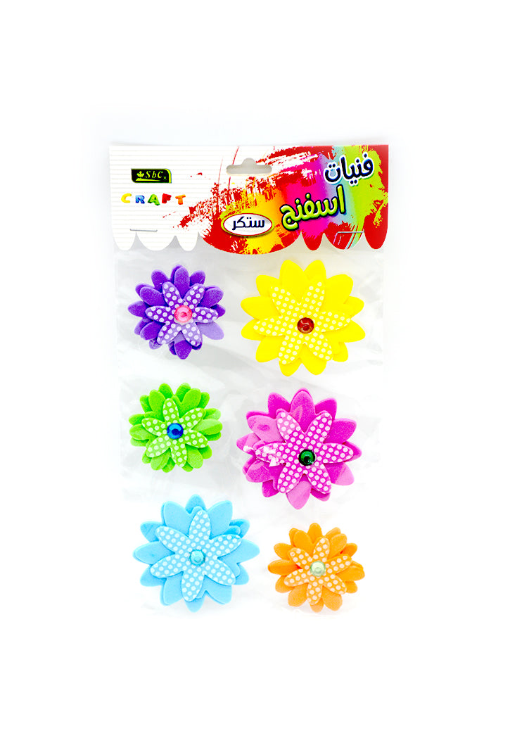 SBC EVA SPONGE SHAPES FLOWERS 6PCS PKT